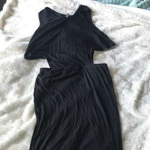 Naked Wardrobe Black Cutout Maxi-dress